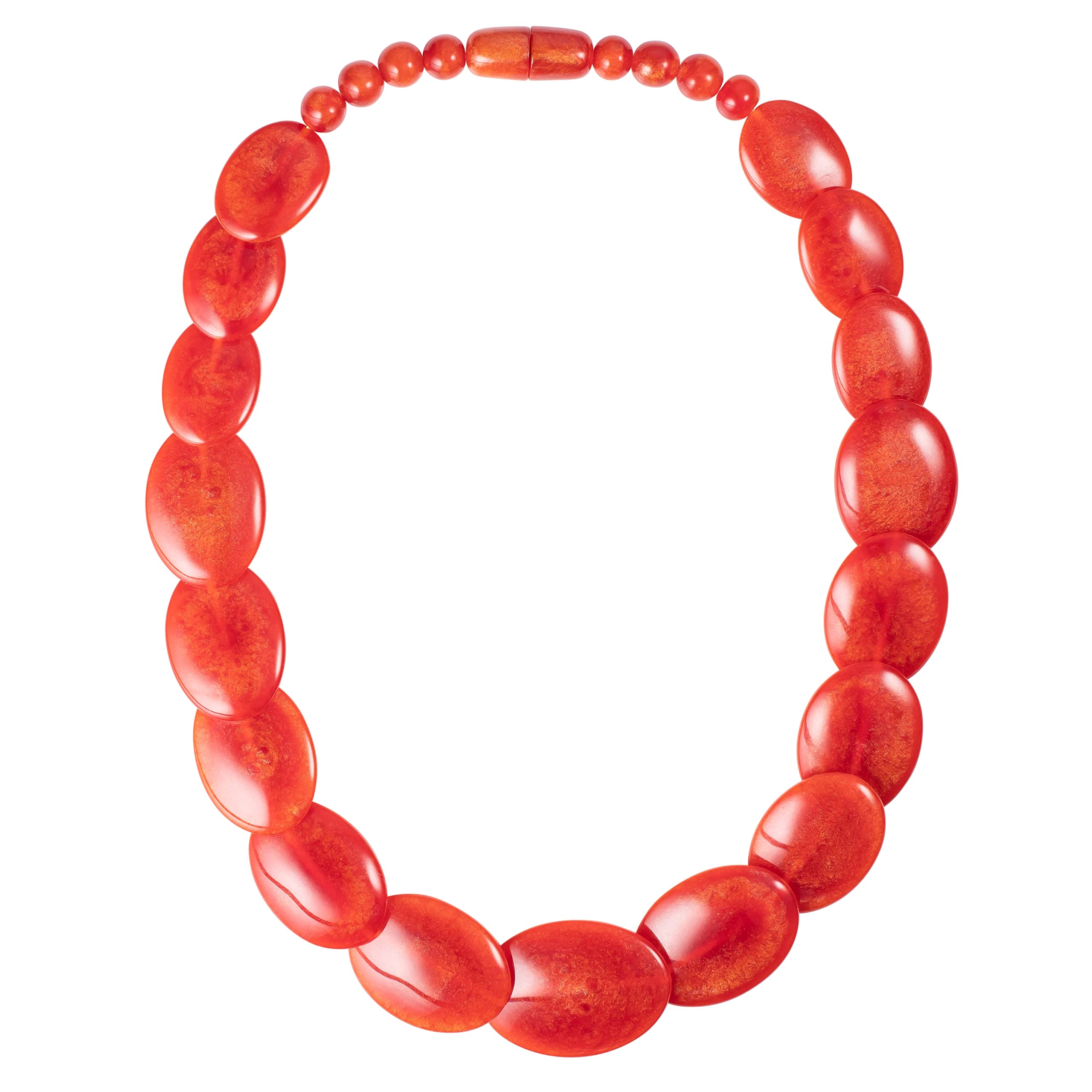 ZAVANA 24 inch Long Red Orange Statement Necklace for Women, Handmade Boho Chic Chunky Necklace for Women in Red, Elegant Bohemian Costume Jewellery