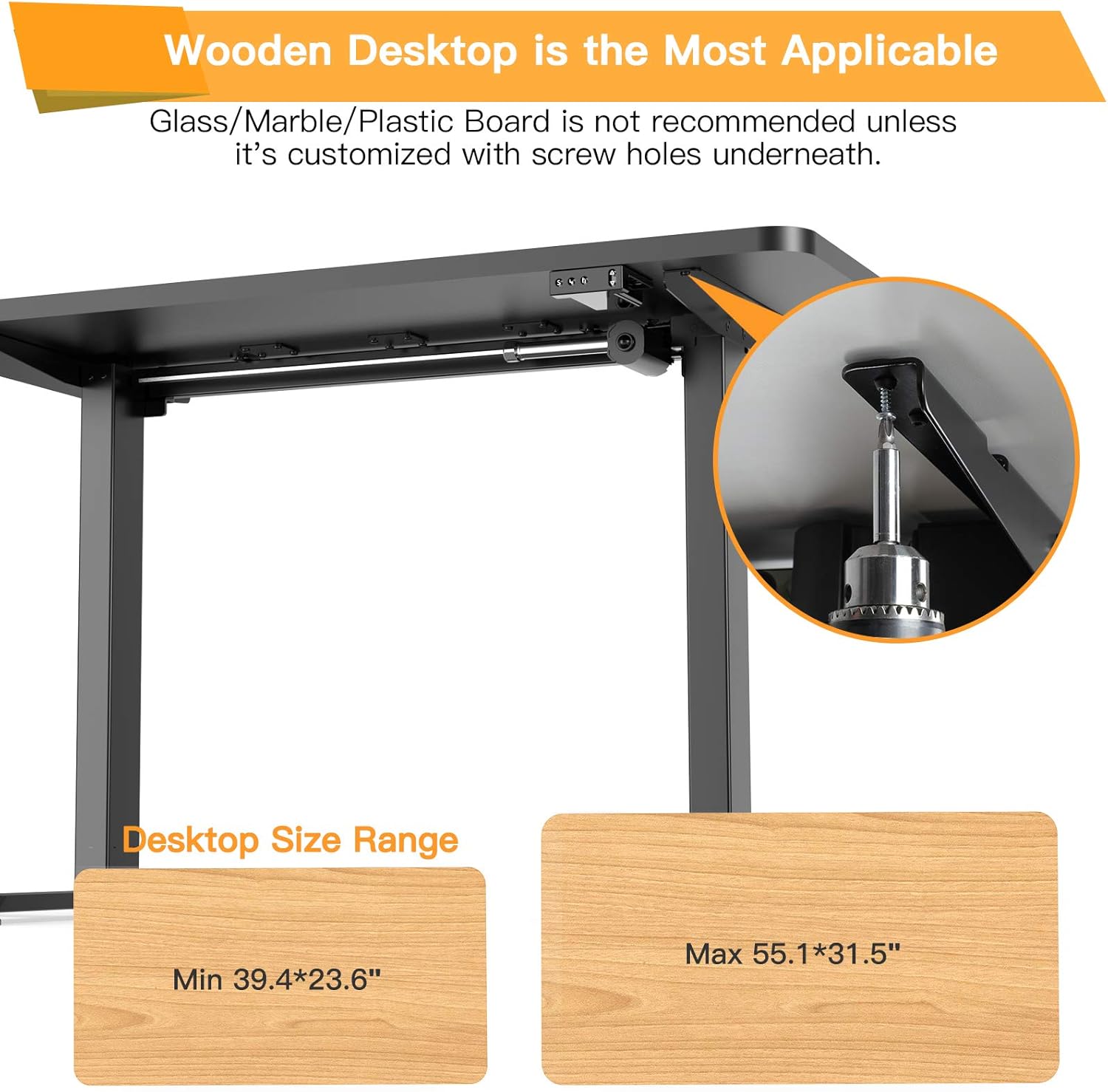 ErGear Electric Height Adjustable Standing Desk, 48 x 24 Inches Stand up Desk Workstation, Sit Stand Desk Home Office Table with Solid Wood Splice Tabletop Black: Kitchen & Dining