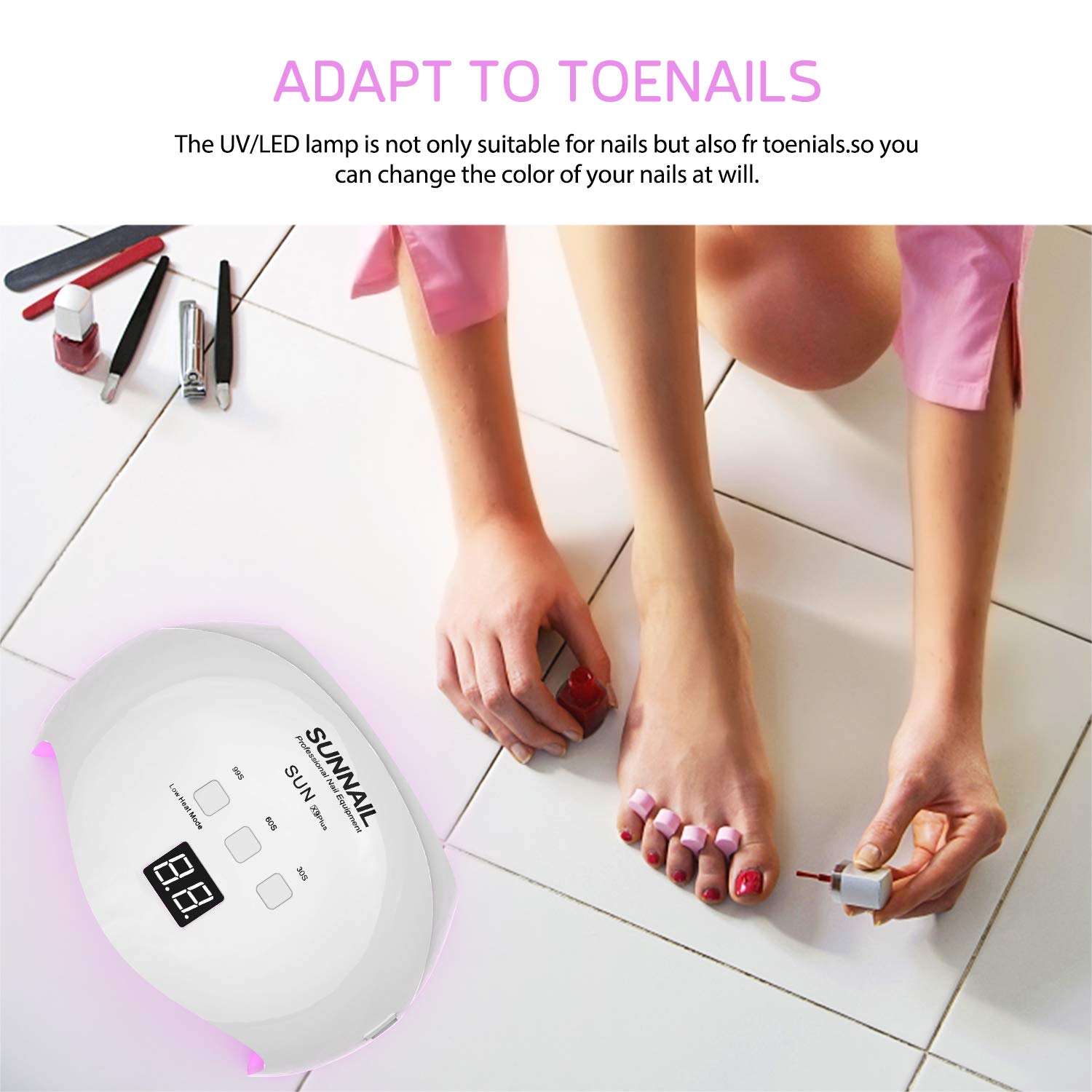 40W UV LED Nail Lamp, Fast Curing Gel Nail Dryer with 3 Timer Settings, Count Down LCD Display, Auto On/Off for Salons and Home, White