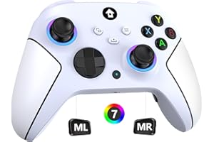 SZDILONG Upgraded 2.4GHz Wireless Controller for Xbox Controller, Xbox One Series X|S Consoles, PC Windows, Steam, with 7 Colors RGB Light/Programmable/Turbo Keys,Dual Vibration/3.5mm Audio Jack,White