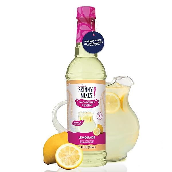 JORDAN’S SKINNY MIXES SUGAR FREE SYRUP, LEMONADE FLAVOR, FRUIT FLAVORED WATER ENHANCER, DRINK MIX FOR ICED TEA, LEMONADE, DRINKS, LOW CALORIE WATER FLAVORING, DAIRY & GLUTEN FREE, KOSHER, 25.4 FL OZ