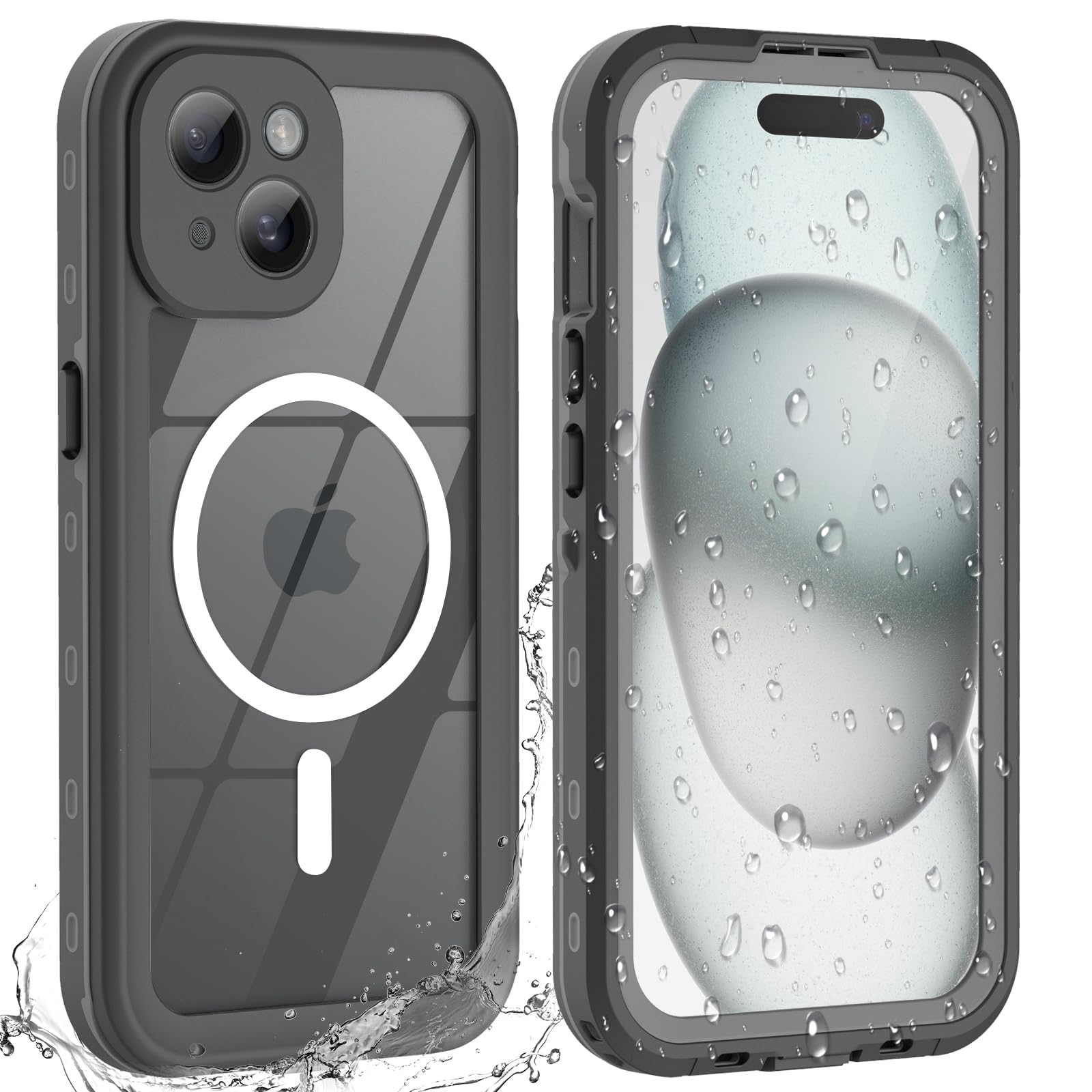 BDIG Case for iPhone 15 Waterproof, 360 Degree All-Round Protection with Built-in Screen Protector Outdoor TPU Transparent Bumper IP68 Shockproof Mobile Phone Case Protective Case Compatible with — image 1