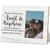 Hkclccf Nephew Gifts From Auntie,Love Between Aunt & Nephew Knows No Dsitance Wood Photo Frame Gifts,4x6 Inch Photo