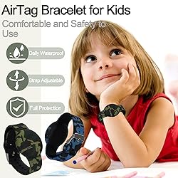 4 Pack Waterproof AirTag Bracelet for Kids, Hidden