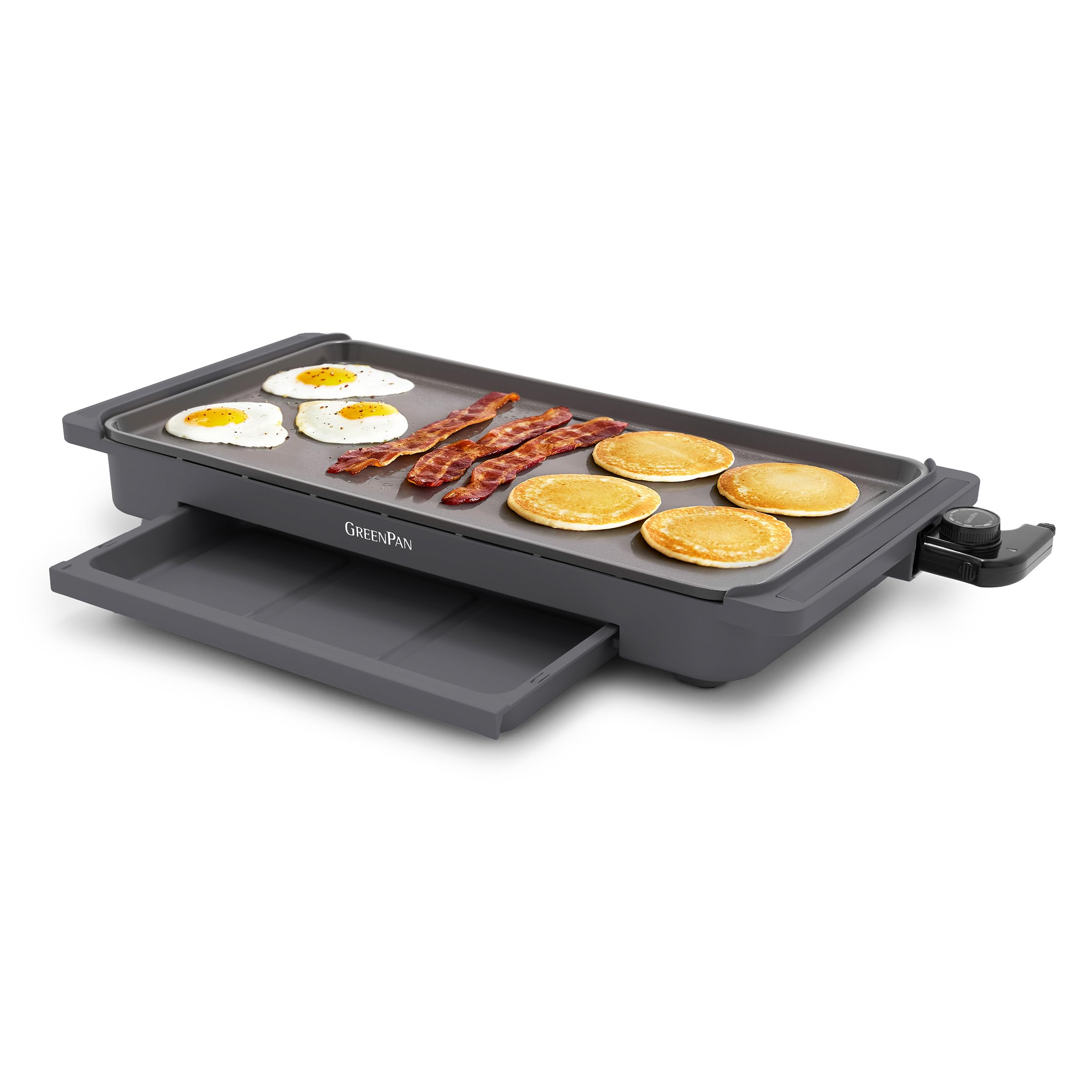 Photo 1 of **DIRT**GreenPan Advanced 10.5”x 20” Electric Griddle with Warming Drawer, Healthy Ceramic Nonstick PFAS-Free Coating, Temperature Control, Easy and Versatile Countertop Meals, Dishwasher Safe, Graphite