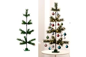 Sosation 2ft Green Artificial Tinsel Christmas Tree Ornament Display Stand Vintage Flame Resistant Branches Hanging Gift for Festive Centerpiece Indoor Outdoor Holiday Farmhouse Home Decor