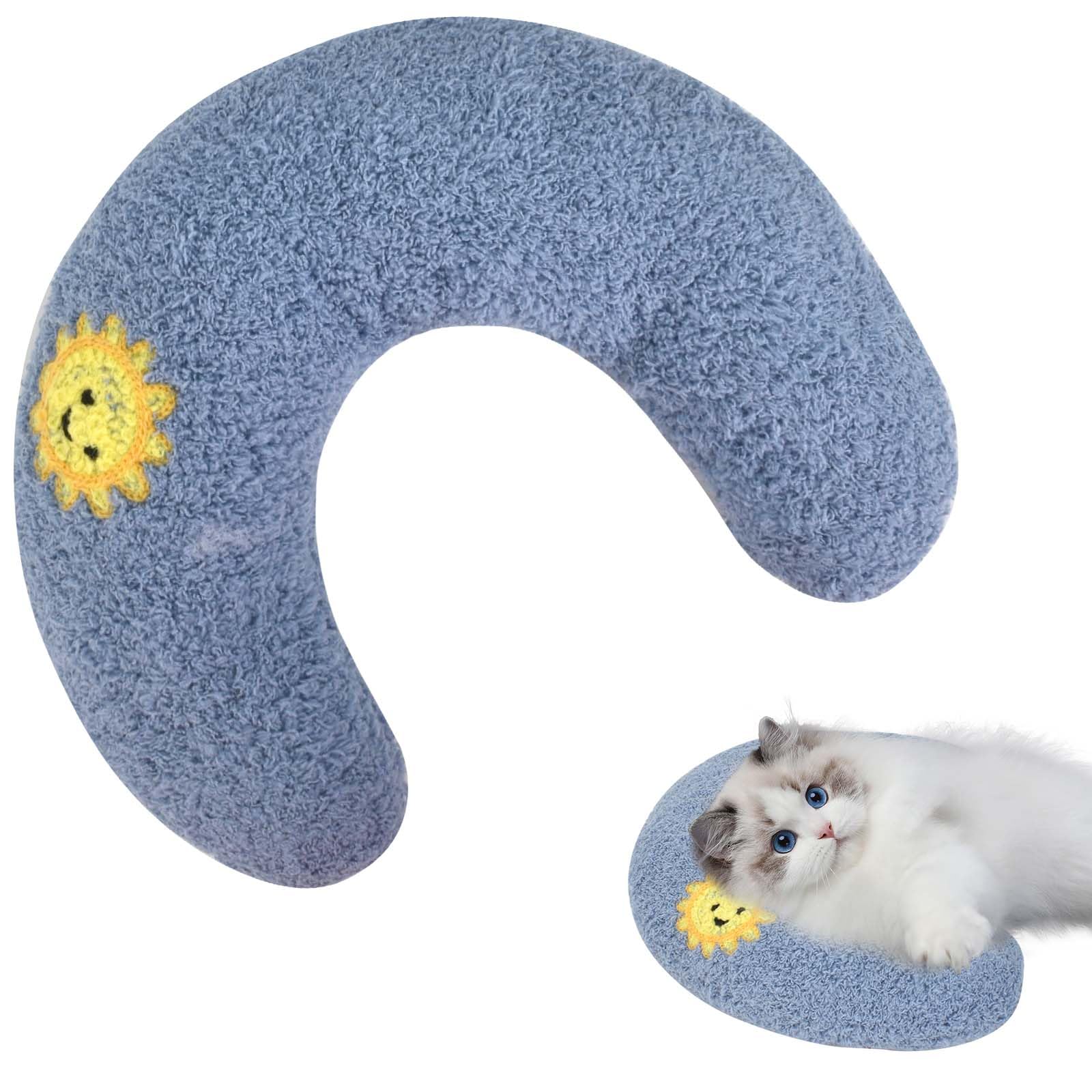 DecorDwell Little Pillow For Cats Cat Neck Pillow,Animal Neck Pillows,u-Shaped Calming Toy Pet Pillows,effectively protect the cat's cervical spine,Fabric Pillow For Cat Cat Bed Pillows (Blue)