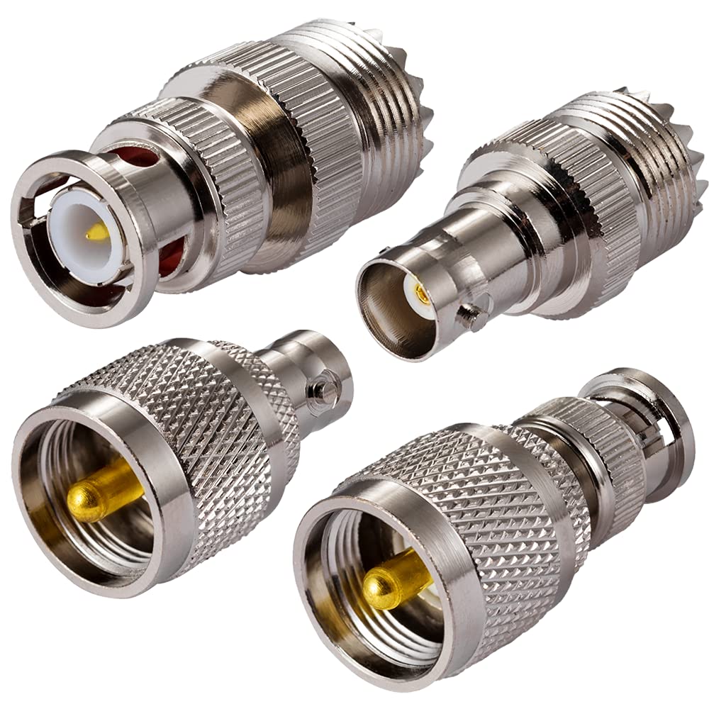 Vecys CB Radio Adapter SO239 PL259 UHF to BNC Antenna Adapter 4 Kit for CB Antenna Amateur Radio Walkie Talkie Handheld WLAN Devices (4 Pcs) — image 1