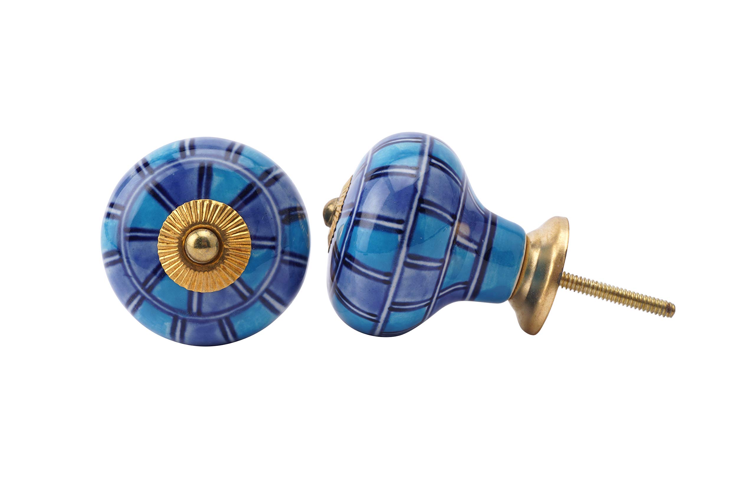 CGB Giftwre | Light & Dark Blue Mosaic Drawer Pull | Comes with Bolt and Nut Attached | Material: Ceramic/Material | RE45