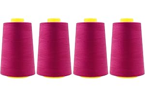 Mandala Crafts 4 Pack of Serger Threads Cones Spools - 40S/2 24000 Yards Polyester Magenta Threads for Sergers Machine and Ov