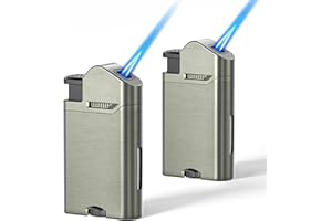 RONXS Torch Lighter, 2 Pack Adjustable Jet Flame Butane Lighter, Mini Refillable Windproof Cool Lighters, Great Gift Idea for Men and Women (Butane Gas Not Included) (Gray)