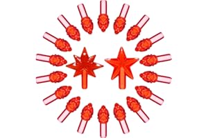 KONOHAELF Red Replacement Lights Bulbs for Ceramic Christmas Tree, Mini Flame Light Ornaments for Ceramic Tree, Small Twist Pegs Accessories for Crafts, 2 Stars Treetopper＆177 Bulbs Set