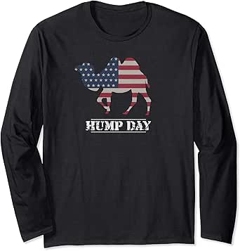 Amazon.com: Funny American flag hump day camel shirt Long ...