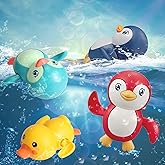 Dmeixs Baby Bath Toys 4 Pack Penguin Duck Wind Up Toys for Toddlers 1-3 Year Old Bathtub Toys for Baby Floating Pool Games Water Toys Swimming Bath Toys for Toddlers Kids Boys Girls 1 Years Old