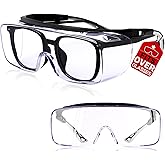 MORK&SUKY Safety Glasses Fit Over Prescription Eyeglasses, ANSI Z87 Certified,Anti-Fog Eye Protection for Men and Women.