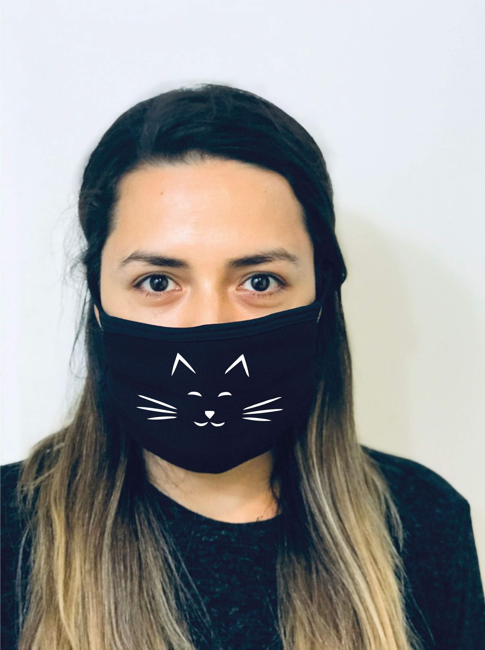 Made in USA Hand Made Reusable Fashion Masks Anti Dust Face Mouth Mask with Filter Pocket, Washable (kitten)