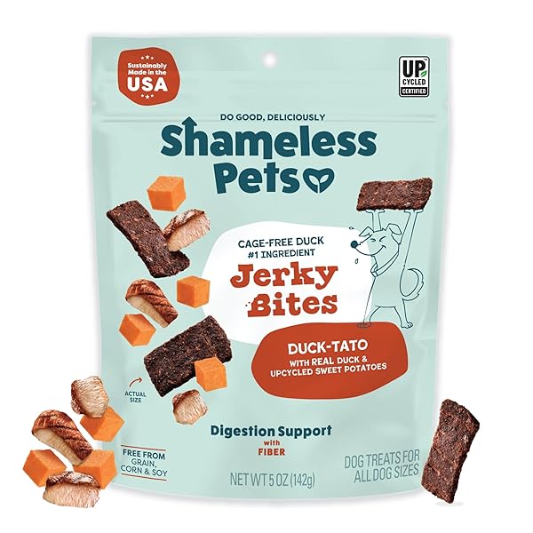 SHAMELESS PETS JERKY BITES TREATS, DUCK-TATO – HEALTHY...