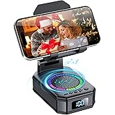 buwy Gifts for Men Women, Cell Phone Stand with Wireless Bluetooth Speaker, Colorful LED Lights, Anti-Slip Base HD Surround Sound, Rechargeable (3000mAh), for Teens, Men, Women for Christmas