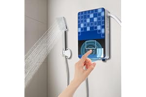 DMSIDN 4500W Instant Electric Water Heater Tankless for Bathroom Wall Mounted with Shower Head, 110V Shower Heater LED Display On Demand Water Heater 86-131°F