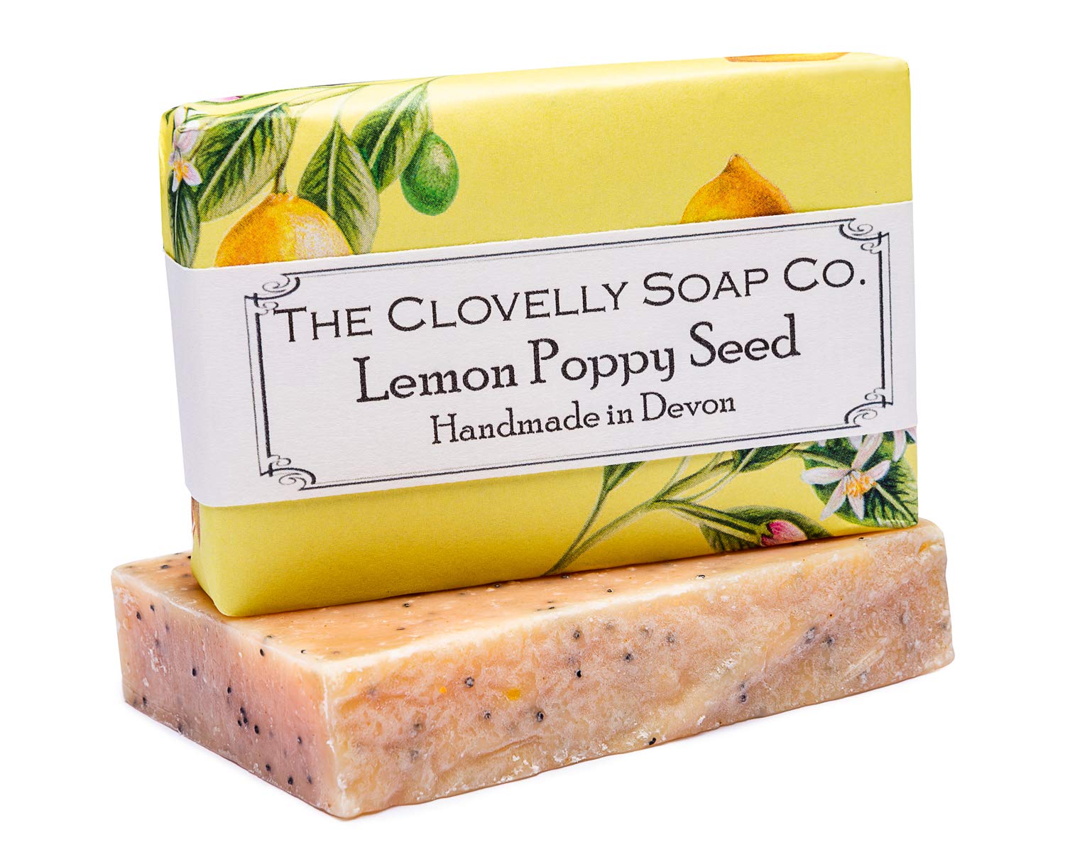 Clovelly Soap Co Natural Handmade Exfoliating Soap Bar with Lemon Poppy Seed & Turmeric for all Skin Types 100g