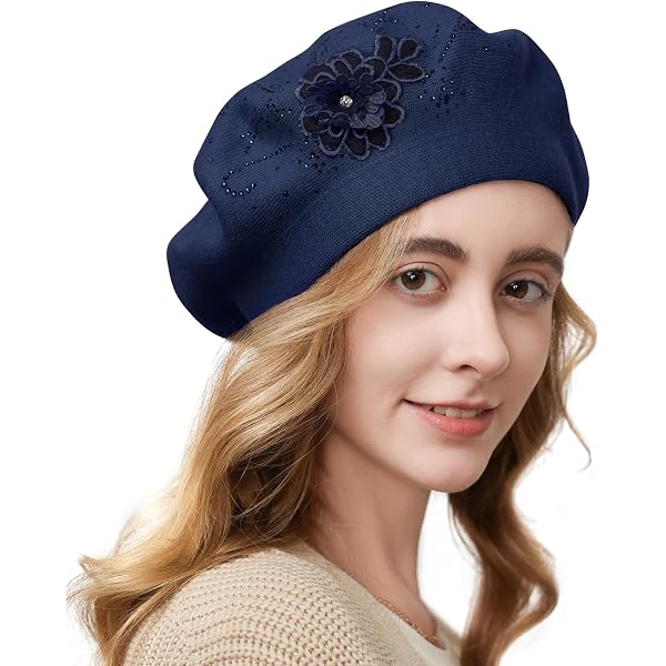 ZLYC Womens French Beret Hat Reversible Knitted Thickened 