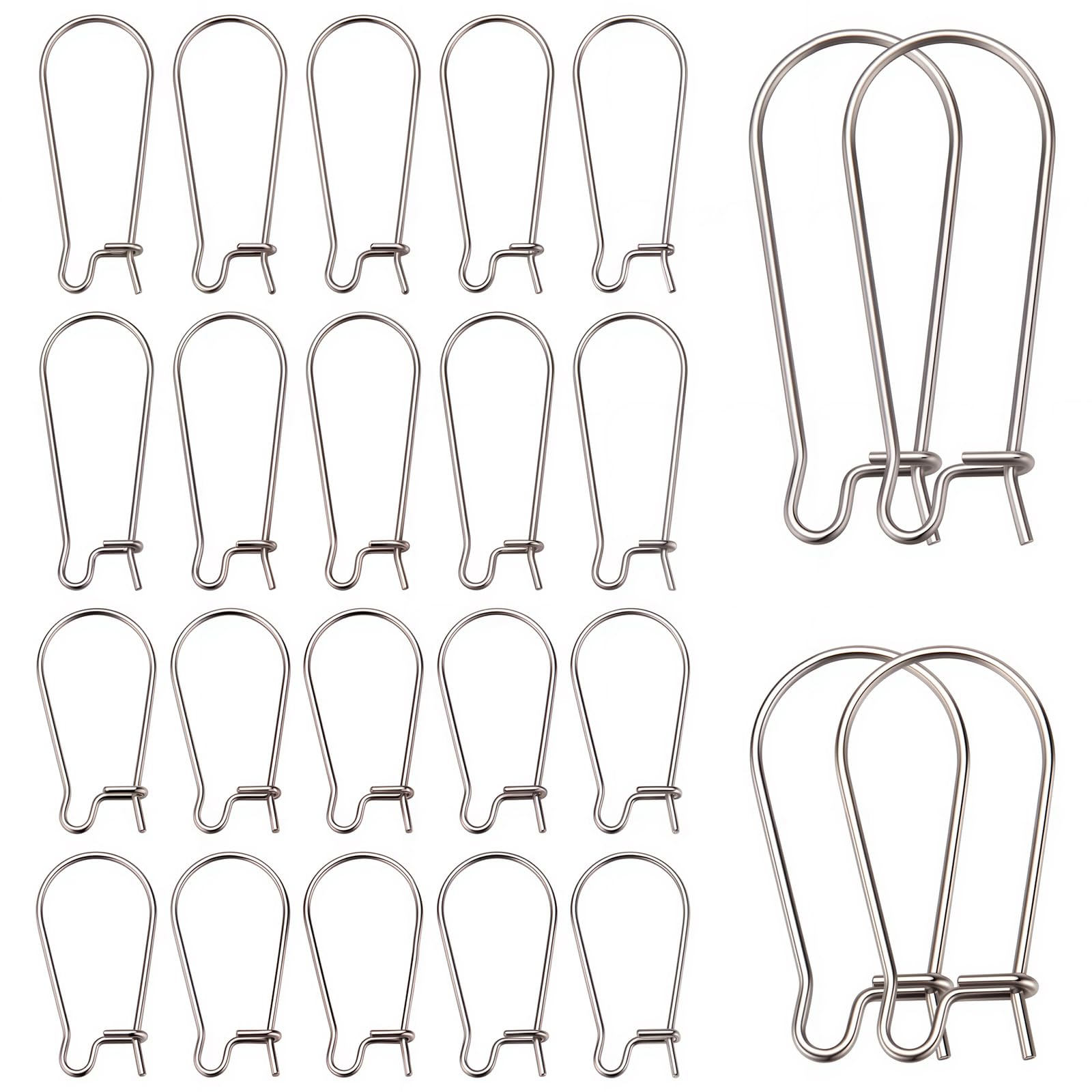 CREATCABIN 1 Box 100Pcs 2 Sizes Kidney Earrings Hook Silver Plated Stainless Steel Ear Wire Hypoallergenic Earwire Connector Tone for Jewelry Making Man Women DIY Dangle Earring Findings