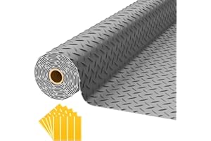 NarwooAuto 8x20 FT Garage Floor Mat, 2.8mm Thickened PVC Flooring Roll for Under Car, 160 SQFT Diamond Plate Gray Garage Mats for Garage, Warehouse, Basement, Gyms, Trailer（Included Tapes）