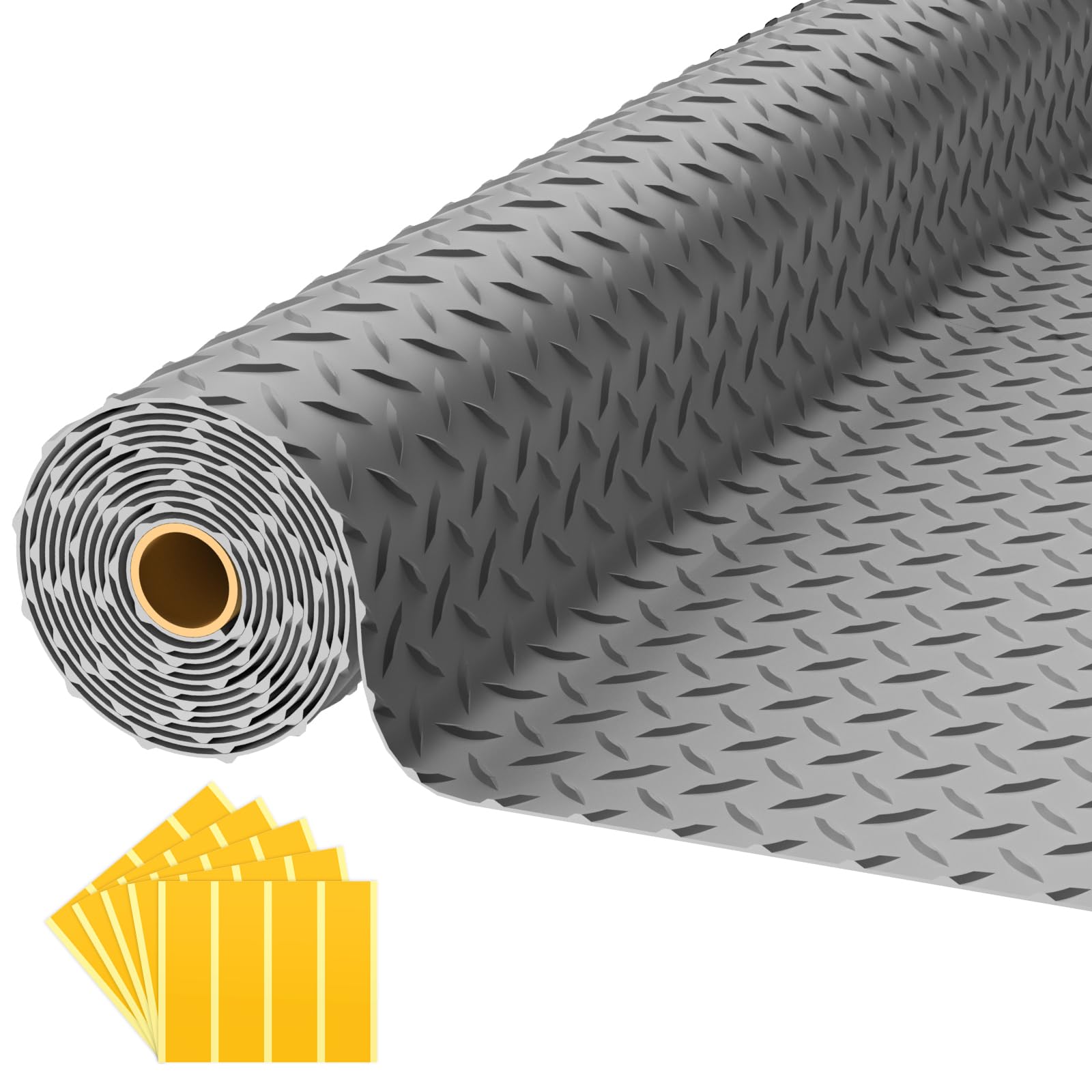 Photo 1 of NarwooAuto 8x20 FT Garage Floor Mat, 2.8mm Thickened PVC Flooring Roll for Under Car, 160 SQFT Diamond Plate Gray Garage Mats for Garage, Warehouse, Basement, Gyms, Trailer?Included Tapes?