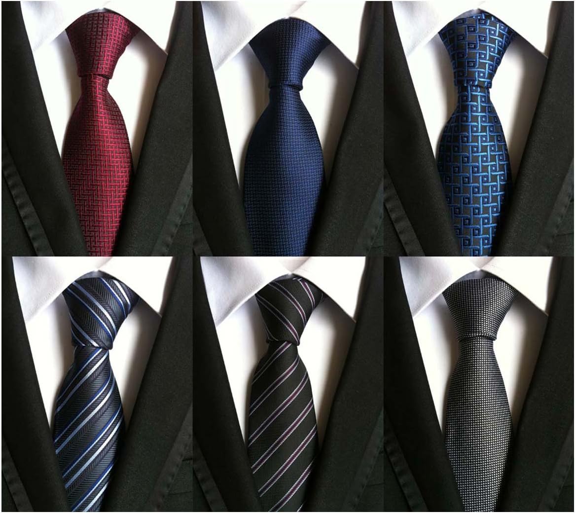 WeiShang Lot 6 PCS Classic Men's Tie Silk Necktie Woven JACQUARD Neck Ties