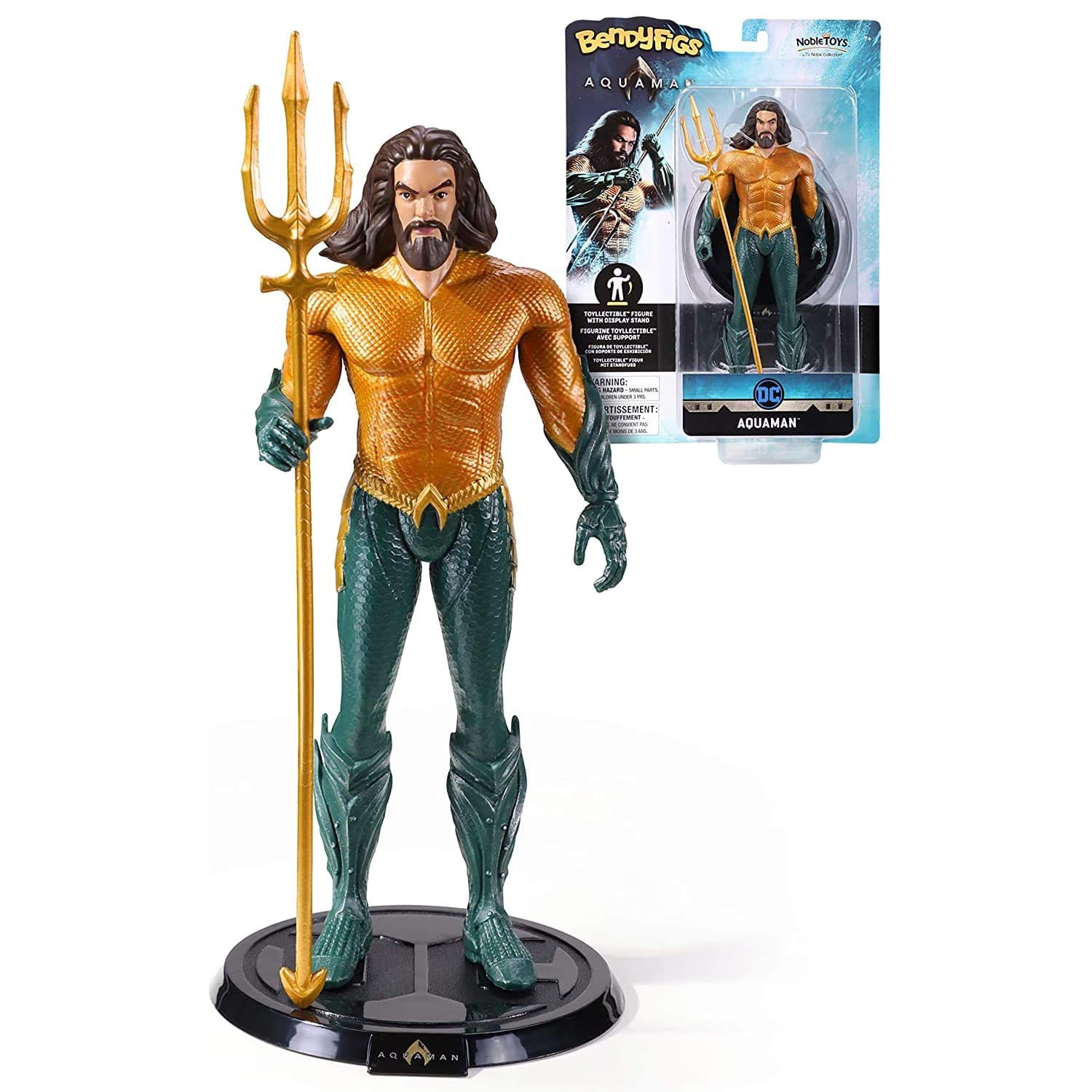 The Noble Collection DC Bendyfigs Aquaman - Officially Licensed 7.5in (19cm) DC Bendable Figure Collectable Doll Figure With Stand - For Kids & Adults - Gifts For DC Fans