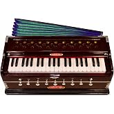 Harmonium Musical Instrument, Maharaja Musicals, 9 Stops, 3 1/2 Octave, Double Reed, Coupler, Dark Mahogany, 2024-25 Model, Standard, Padded Bag, A440 Tuned, Indian Sangeeta Harmonium - DC