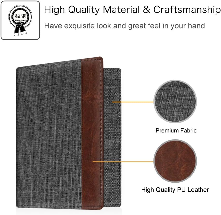  | Fintie Passport Holder Travel Wallet RFID Blocking PU Leather Card Case Cover, Denim Charcoal/Brown | Passport Covers