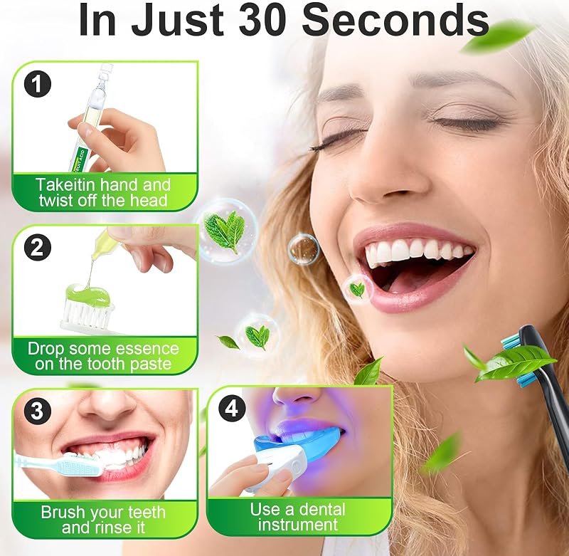 Professionelles Zahnaufhellungsset,10 Whitening-Serum,Zahnbleaching,Effektiv Flecken Entfernen für Weiße Zähne zu Hause,Teeth Aufhellung für ein strahlendes Lächeln,Für Damen und Herren