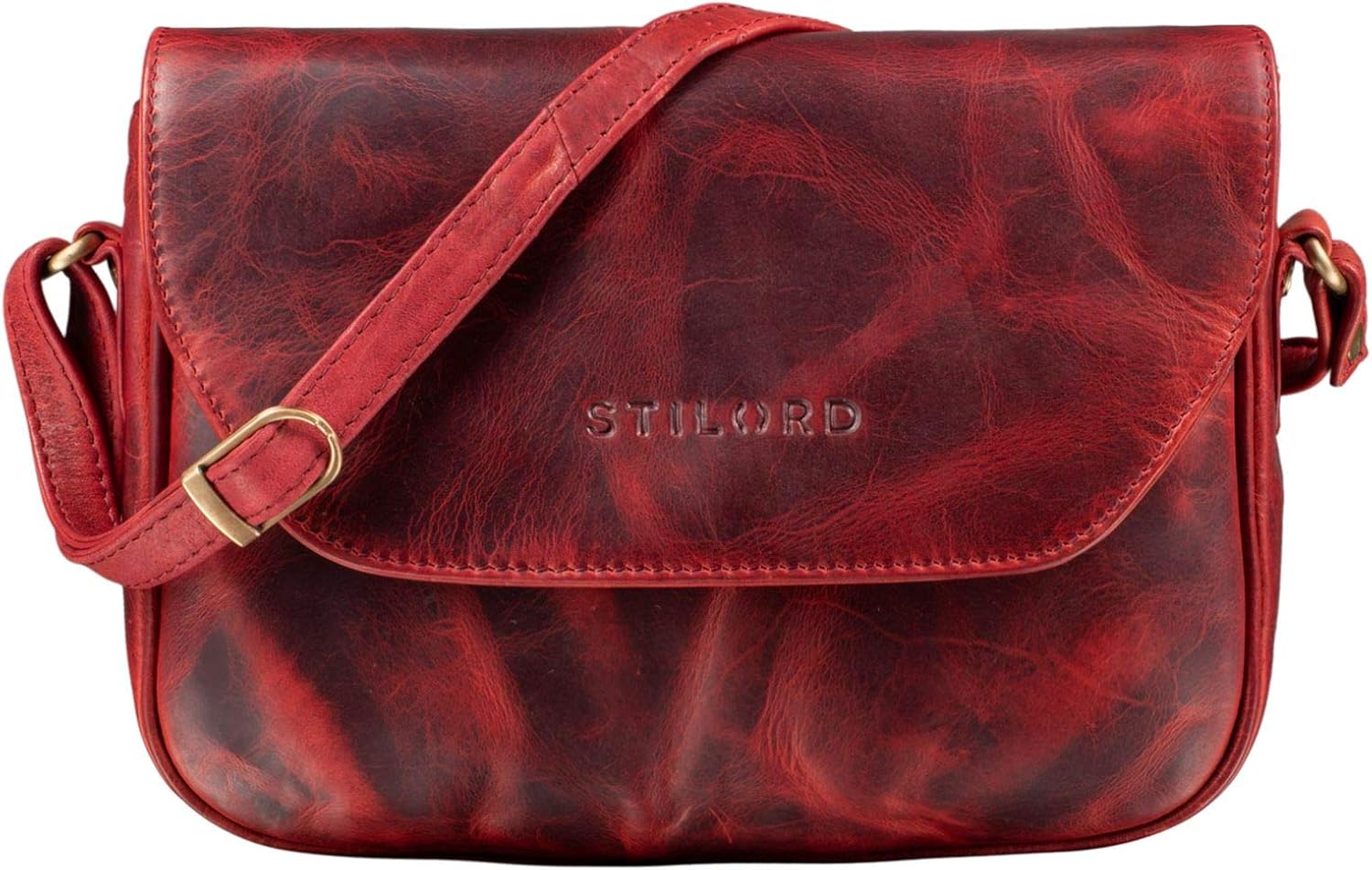STILORD "Esther" Ladies Handbag Shoulder Bag Leather Vintage Women's Bag Classic Evening Party Bag Genuine Leather Colour:Kara - red