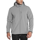 Outdoor Ventures Men's Lightweight Softshell Jacket Fleece Lined Hooded Water Resistant Winter Hiking Windbreaker Jackets