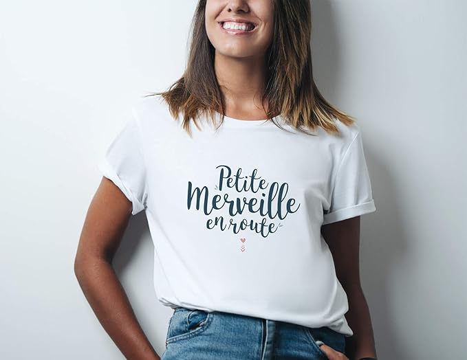 Petite Merveille En Route Cadeau Future Maman Manahia Tshirt Femme Annonce Grossesse T Shirt Imprime En France 100 Coton Bio Bebe Arrive T Shirts A Manches Courtes Vetements Centroarco Com