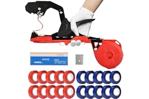 Suca Plant Tying Machine, Lightweight Plant Tying Tape Tool to Tie Up Vine Quickly, Plant Tie Tapener Gun with Tapes and Staples, Red
