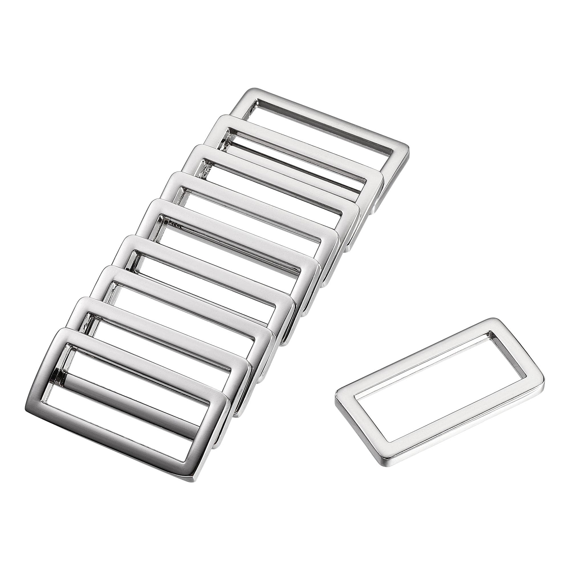 sourcing map Metal Rectangle Ring Buckles 32x12.5mm for Bags Belts DIY Silver Tone 20pcs