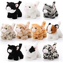 Amazon.com: Lenwen Juego de 10 peluches de gato a granel, suaves y ...