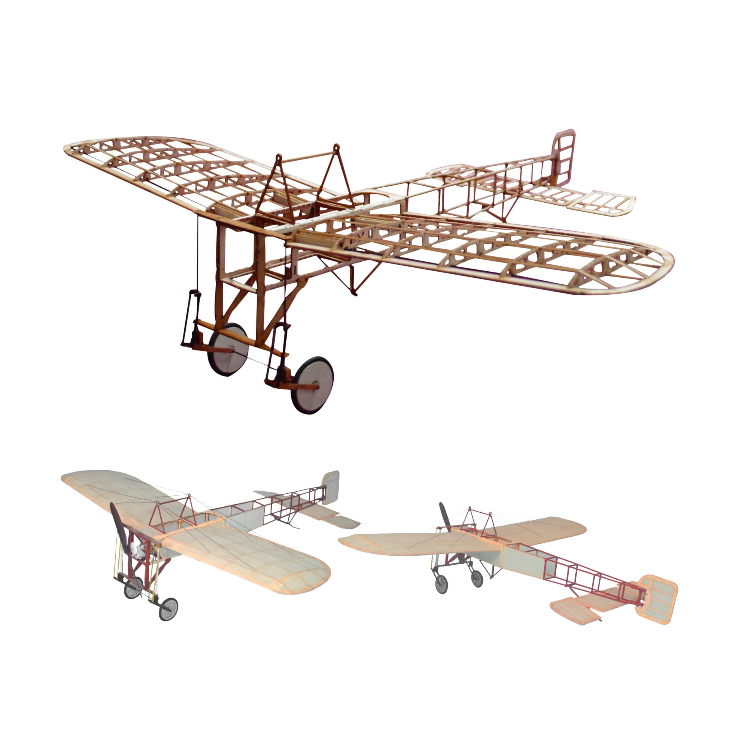 Blériot XI Slow Flyer model aeroplane kit, scale 1:20, 420 mm wingspan, RC aeroplane model kit, model aeroplane to build yourself, laser-cut balsa wood components, 420 x 370 x 130 mm, 30 g RTF