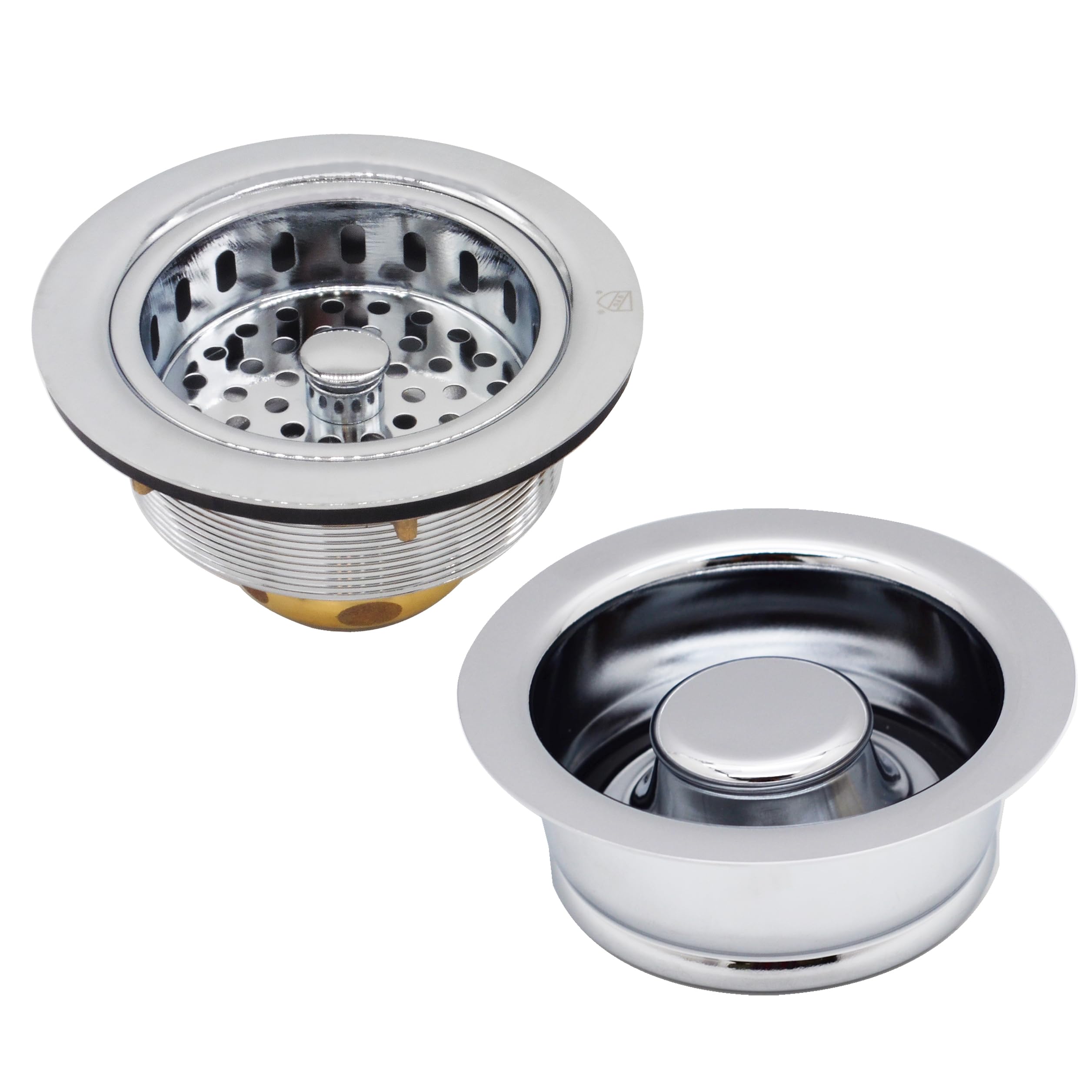 Westbrass A2165-26 4-1/4″ OD Post Style Large Kitchen Basket Strainer with Waste Disposal Flange and Stopper Drain Set, Polished Chrome