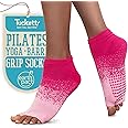 Tucketts Anklet Toeless Pilates Socks with Grips for Women, Non-Slip Ankle Toeless Yoga Socks with Grips for Barre, Size 5-13