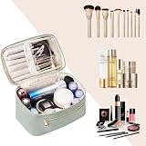 Wandering Nature Travel Makeup Bag with Brush Compartment Green PU Leather view 6