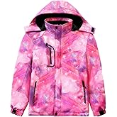 Girl's Waterproof Ski Jacket, Warm Fleece Lined Winter Snow Windproof Jackets, Hooded Ski Coat