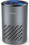 Air Purifiers for Bedroom Home, MOOKA HEPA Air Purifier for Home Pets with Fragrance Sponge for Smoke Dust Pollen Dander Odor, Small Air Cleaner with Sleep Mode Night Light Timer, KJ067L (Grey)