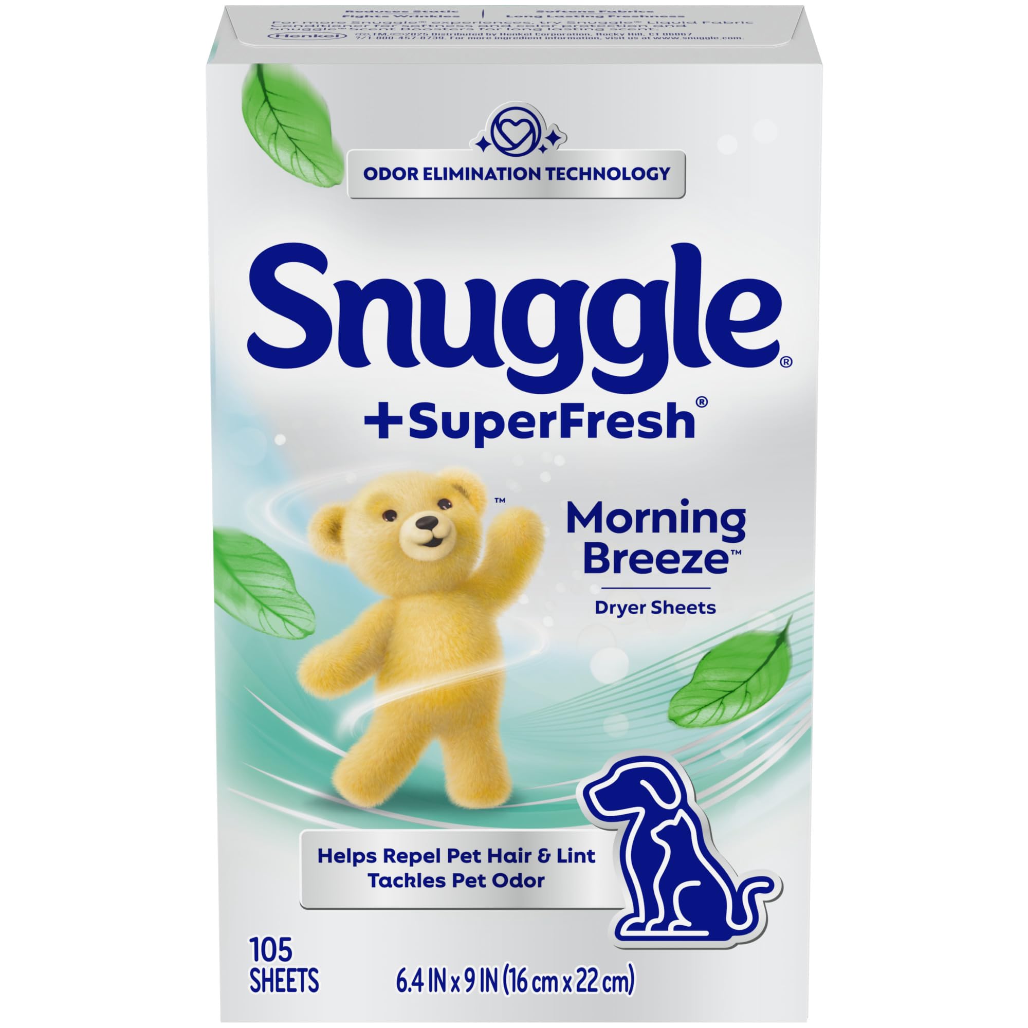 Snuggle Plus SuperFresh Fabric Softener Dryer Sheets with Static Control and Odor Eliminating Technology, Original, 105 Count