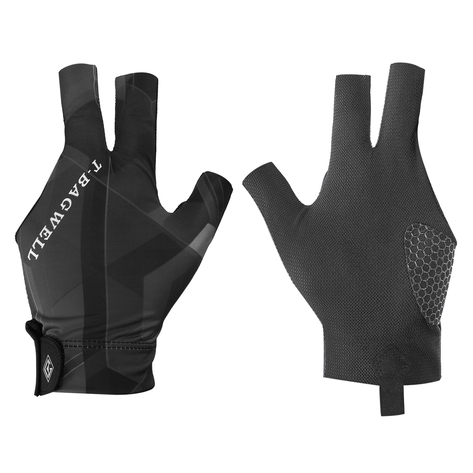 PATIKIL 3 Finger Pool Glove Left Hand, Billiard Gloves for Shooter Carom Pool Snooker Cue Sport, Black Grey