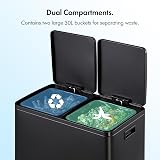 VonHaus 60L Double Kitchen Bin Black Two Section Recycling System view 5