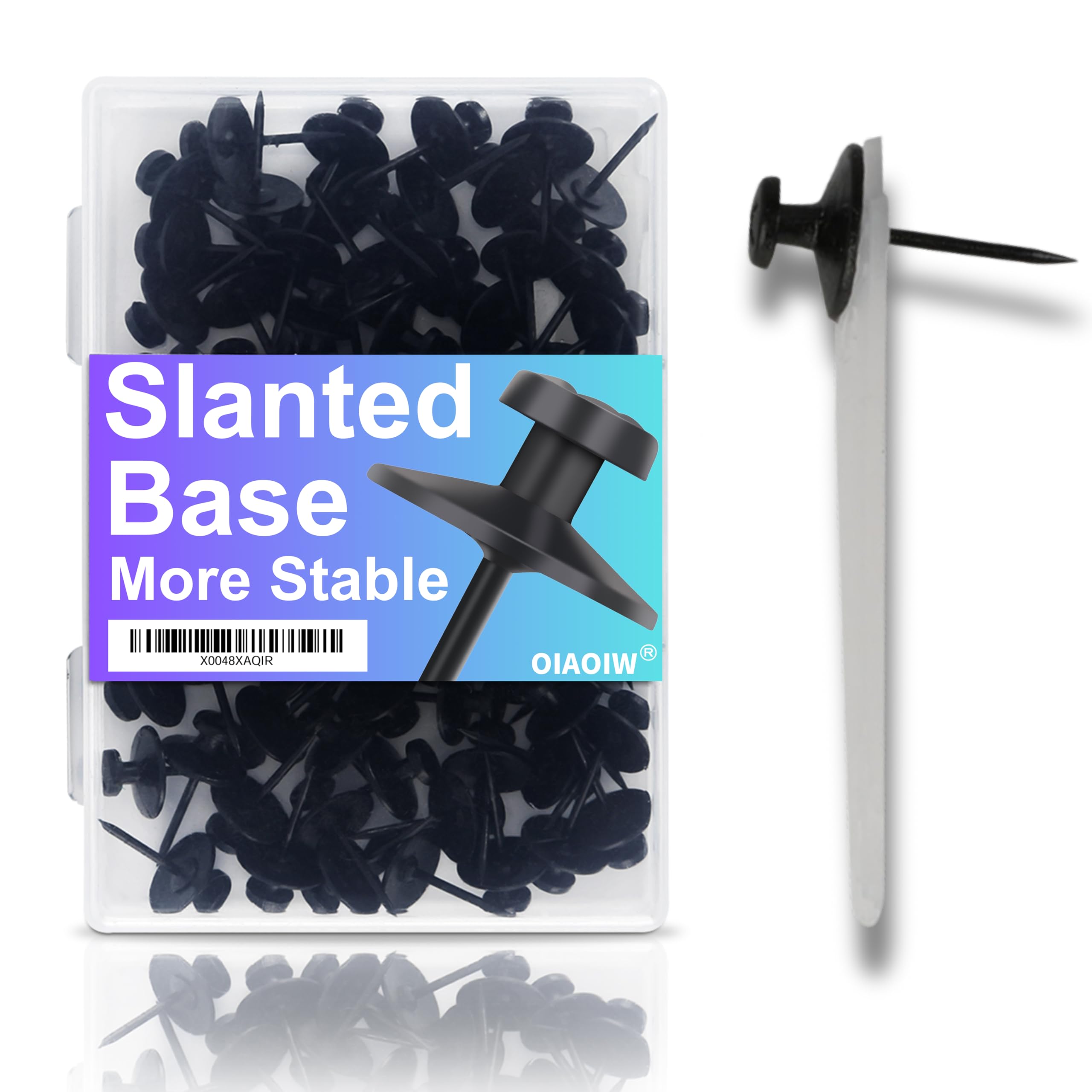 50pcs Black Thumb Tacks - Heavy Duty Double Headed Metal Wall Tacks
