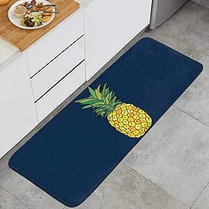 Alfombra de cocina larga con diseño de piña dorada y fruta